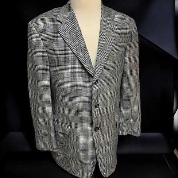 Hickey Freeman Collection Boardroom Gray Glen‎ Plaid Cashmere Sport Coat - Picture 1 of 12